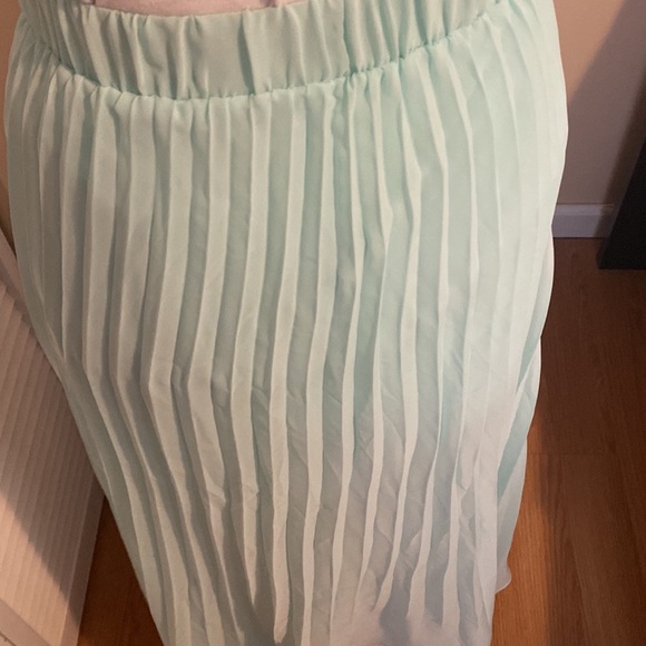 Mint Green Pleated Long Skirt - Picture 7 of 8